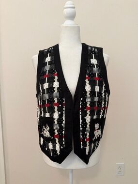 Vtg The Disney Store Women’s Black Vest 101 Dalmatians Size M Dogs Embellished